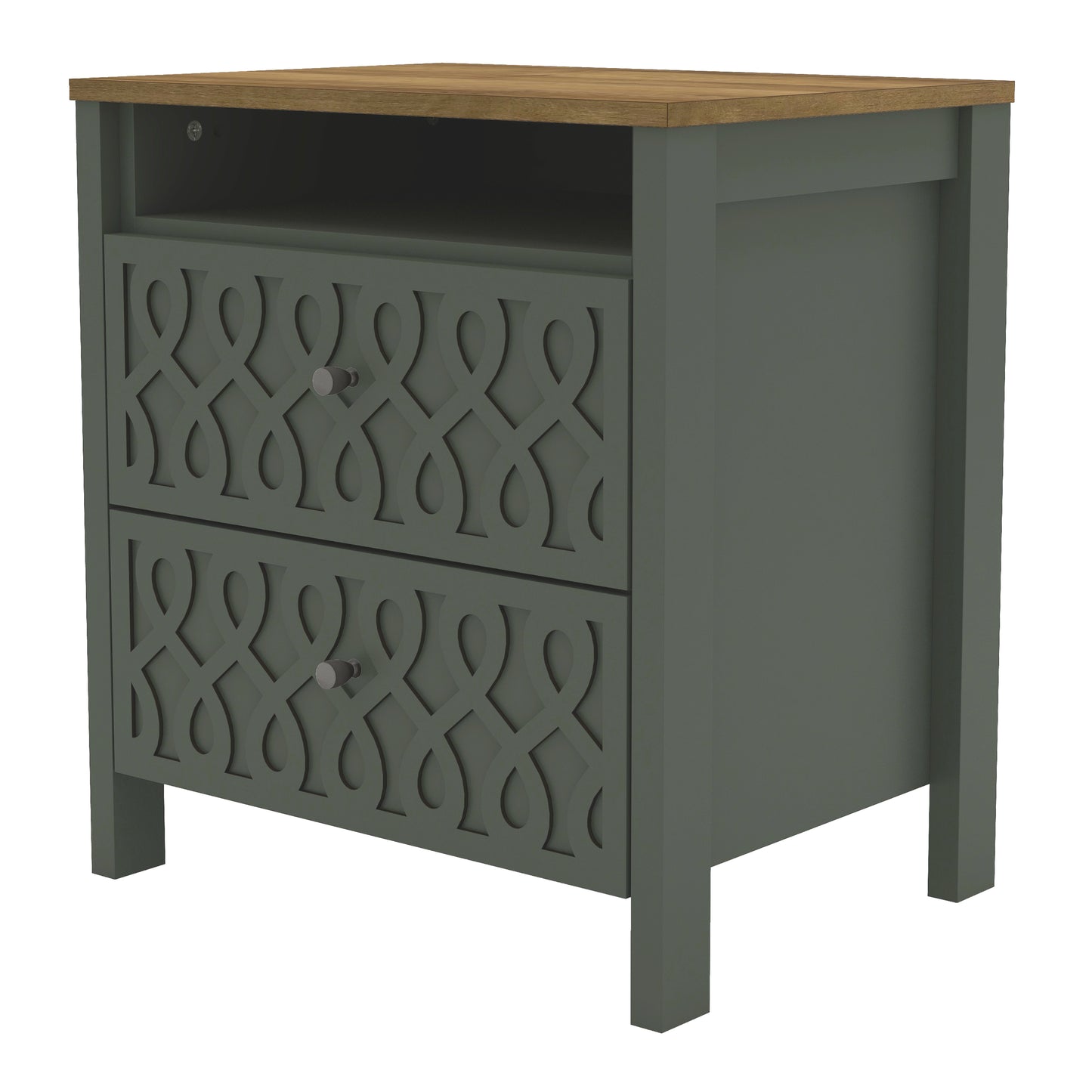 Galano Modern 2-Drawer Nightstands with Open Storage 20.9" W × 15.7" D × 22.7" H