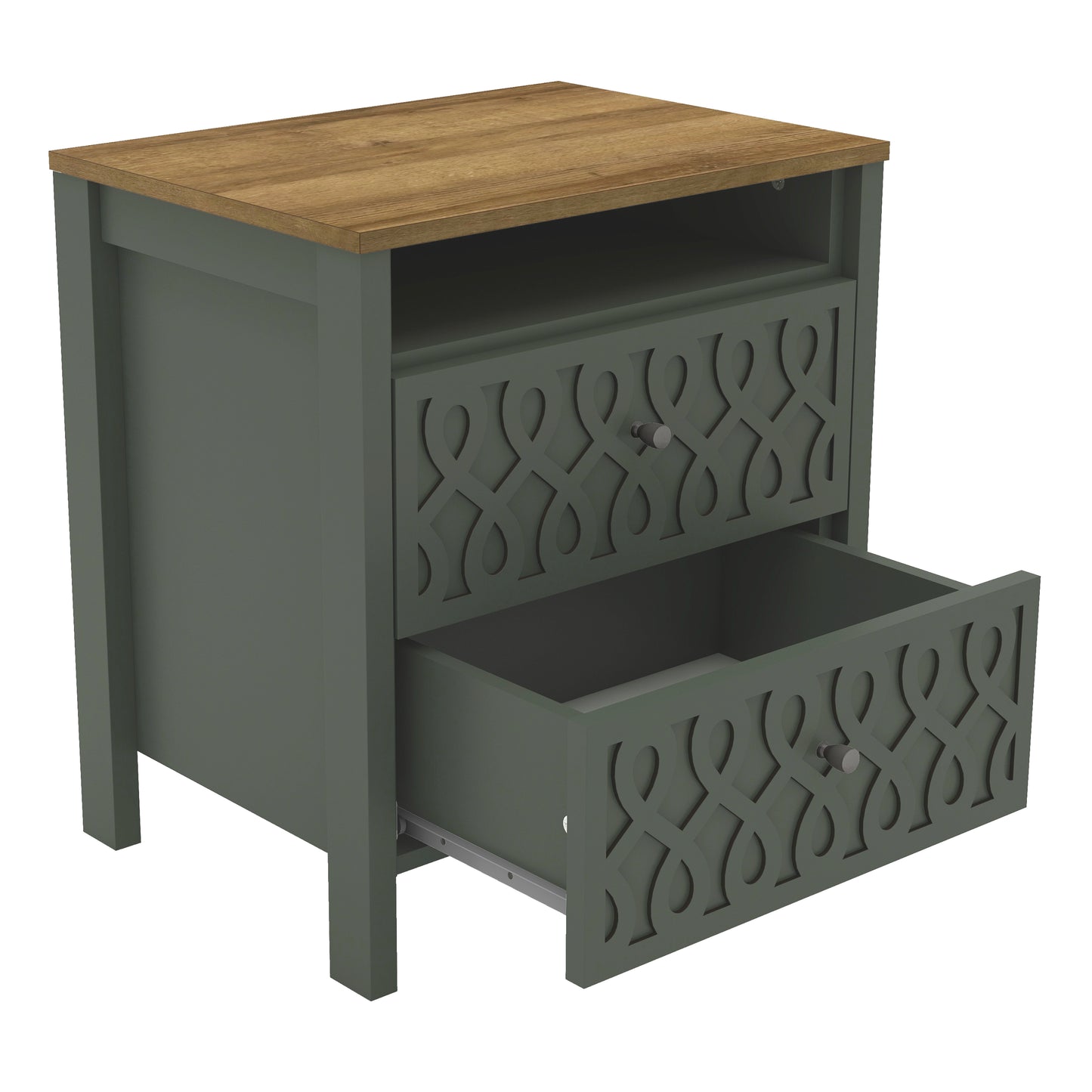 Galano Modern 2-Drawer Nightstands with Open Storage 20.9" W × 15.7" D × 22.7" H