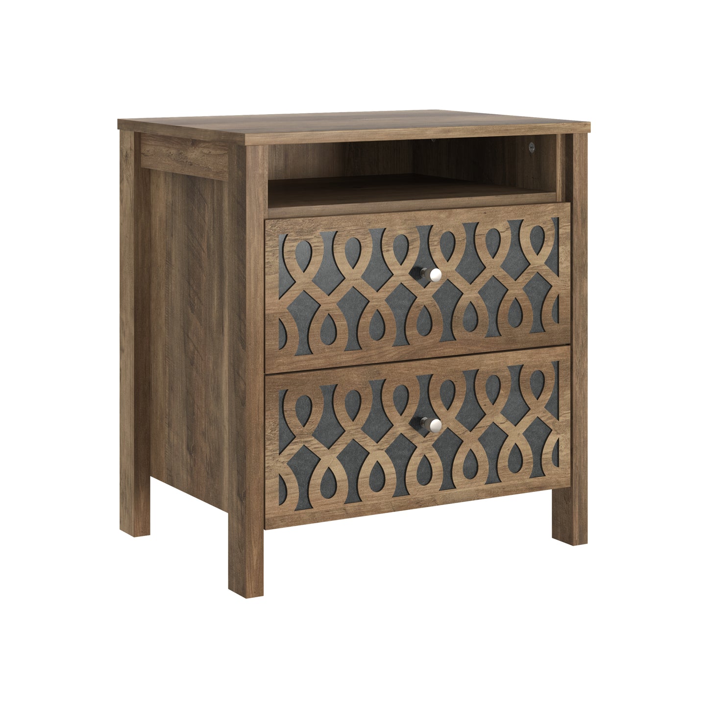 Galano Modern 2-Drawer Nightstands with Open Storage Set of 2 20.9" W × 15.7" D × 22.7" H