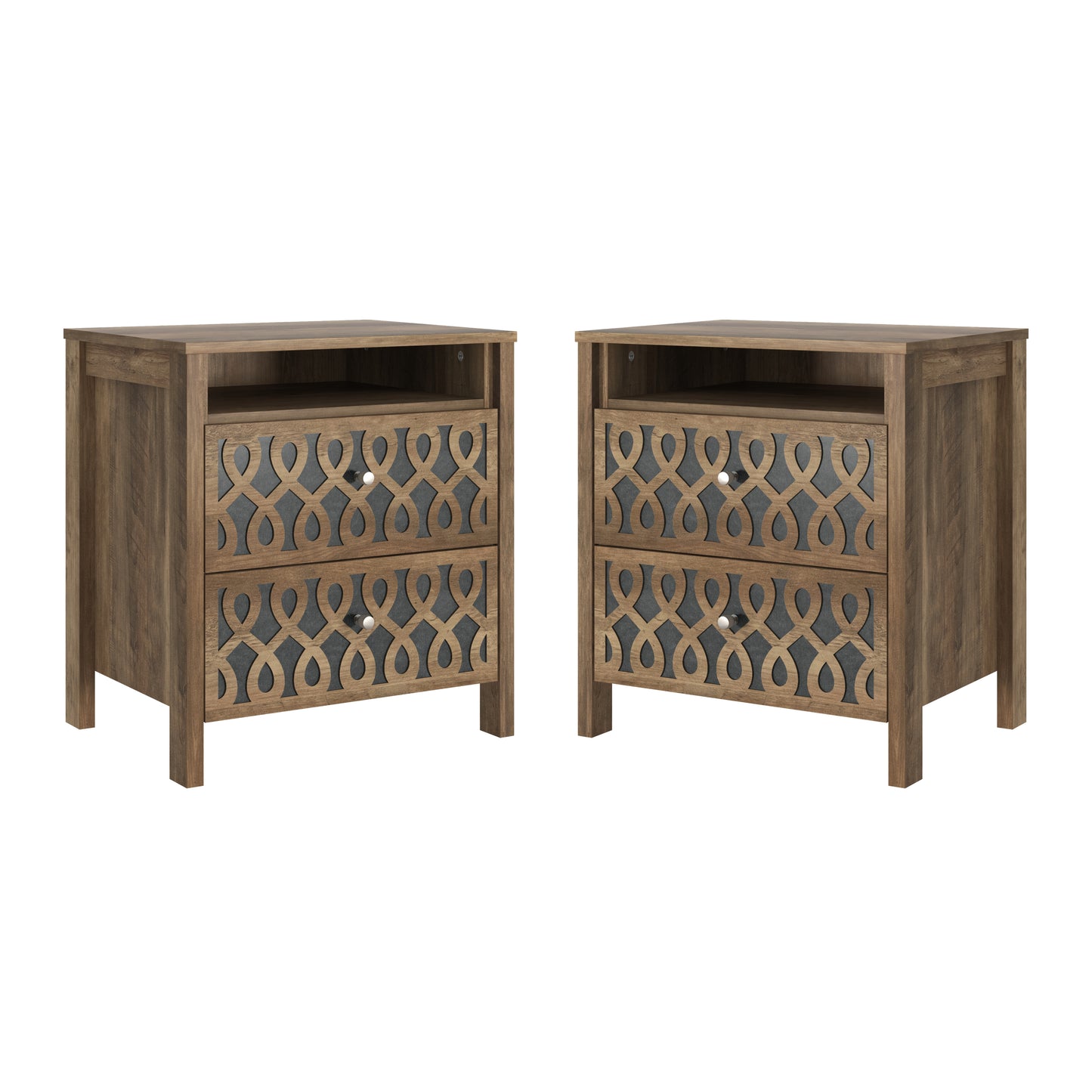 Galano Modern 2-Drawer Nightstands with Open Storage Set of 2 20.9" W × 15.7" D × 22.7" H