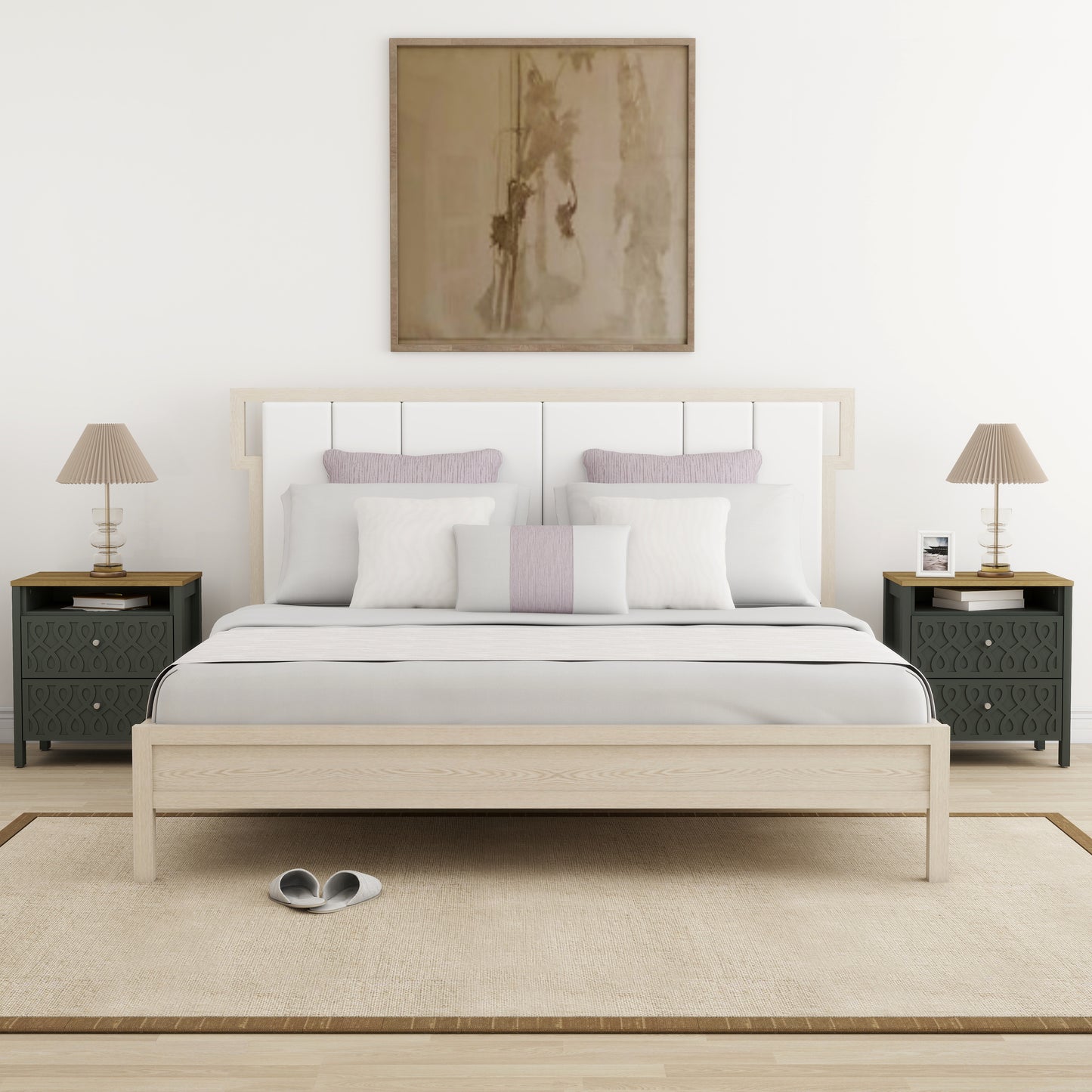 Galano Modern 2-Drawer Nightstands with Open Storage Set of 2 20.9" W × 15.7" D × 22.7" H