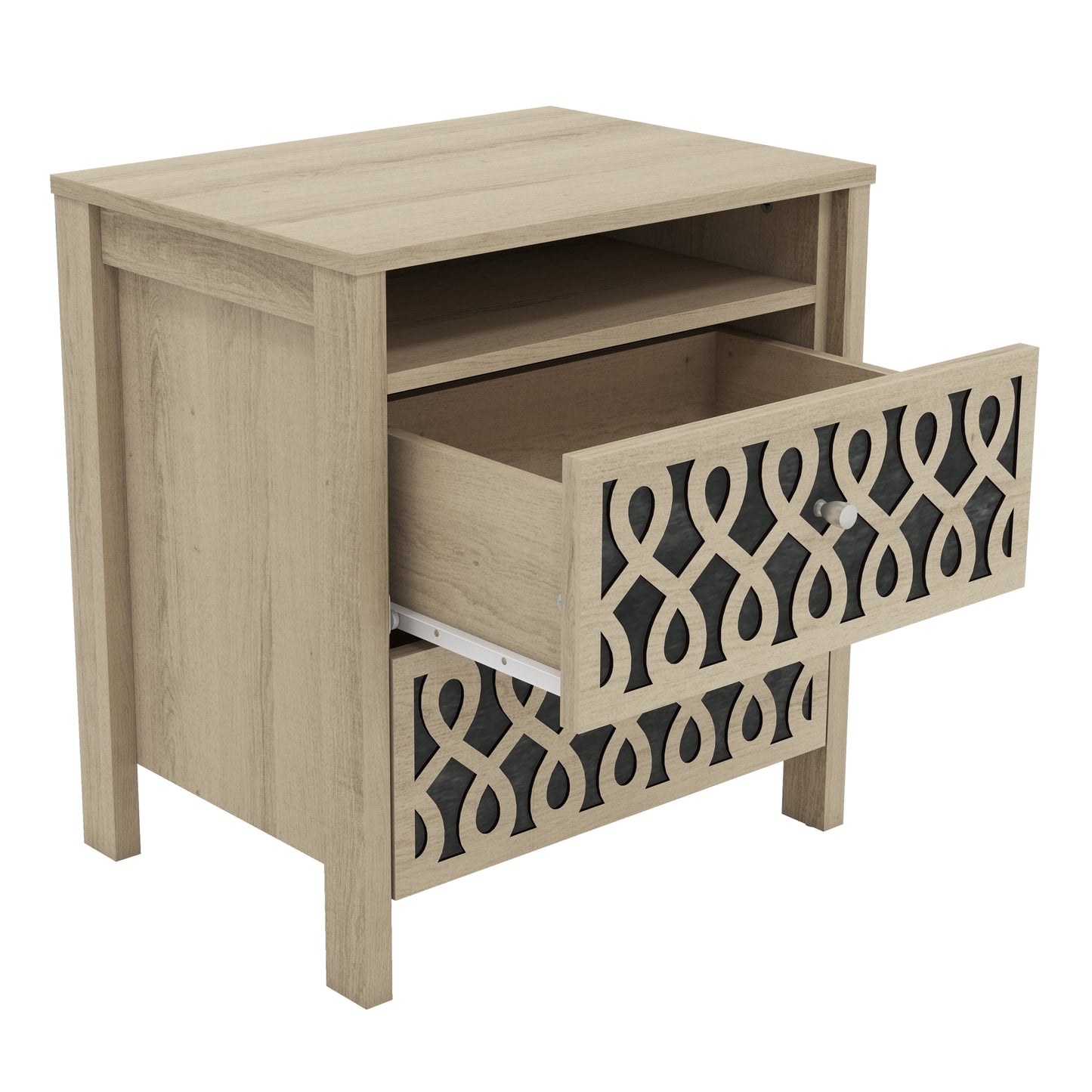 Galano Modern 2-Drawer Nightstands with Open Storage Set of 2 20.9" W × 15.7" D × 22.7" H