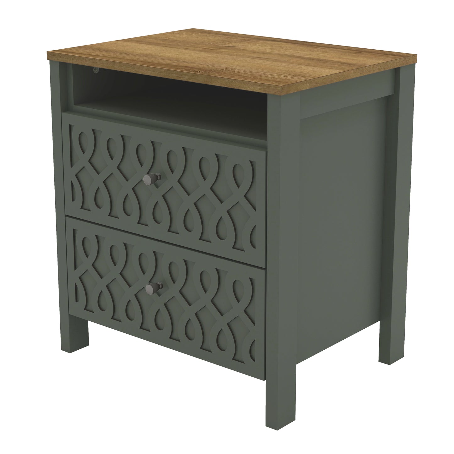 Galano Modern 2-Drawer Nightstands with Open Storage Set of 2 20.9" W × 15.7" D × 22.7" H