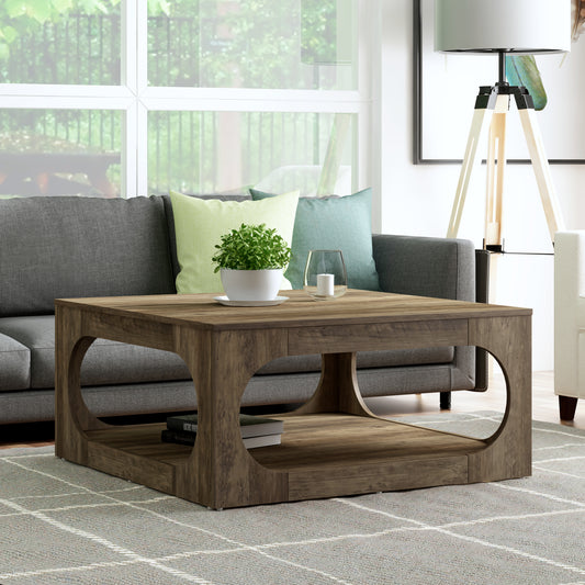 Galano Modern Coffee Table with Open Storage Shelf 34.8" W x 34.8" D x 16.1" H
