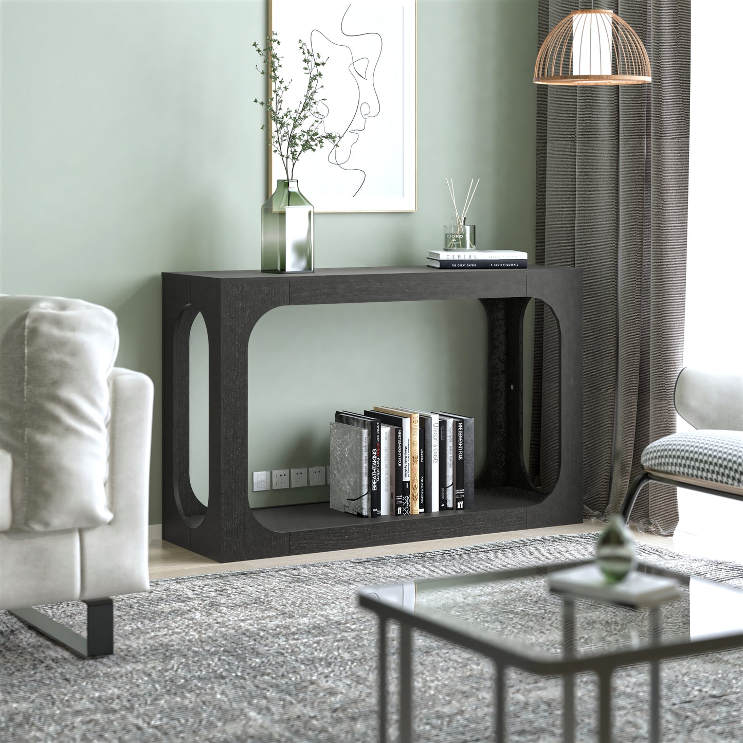 Galano Console Table with Two-Tier Open Shelf 47" W x 15.6" D x 30" H
