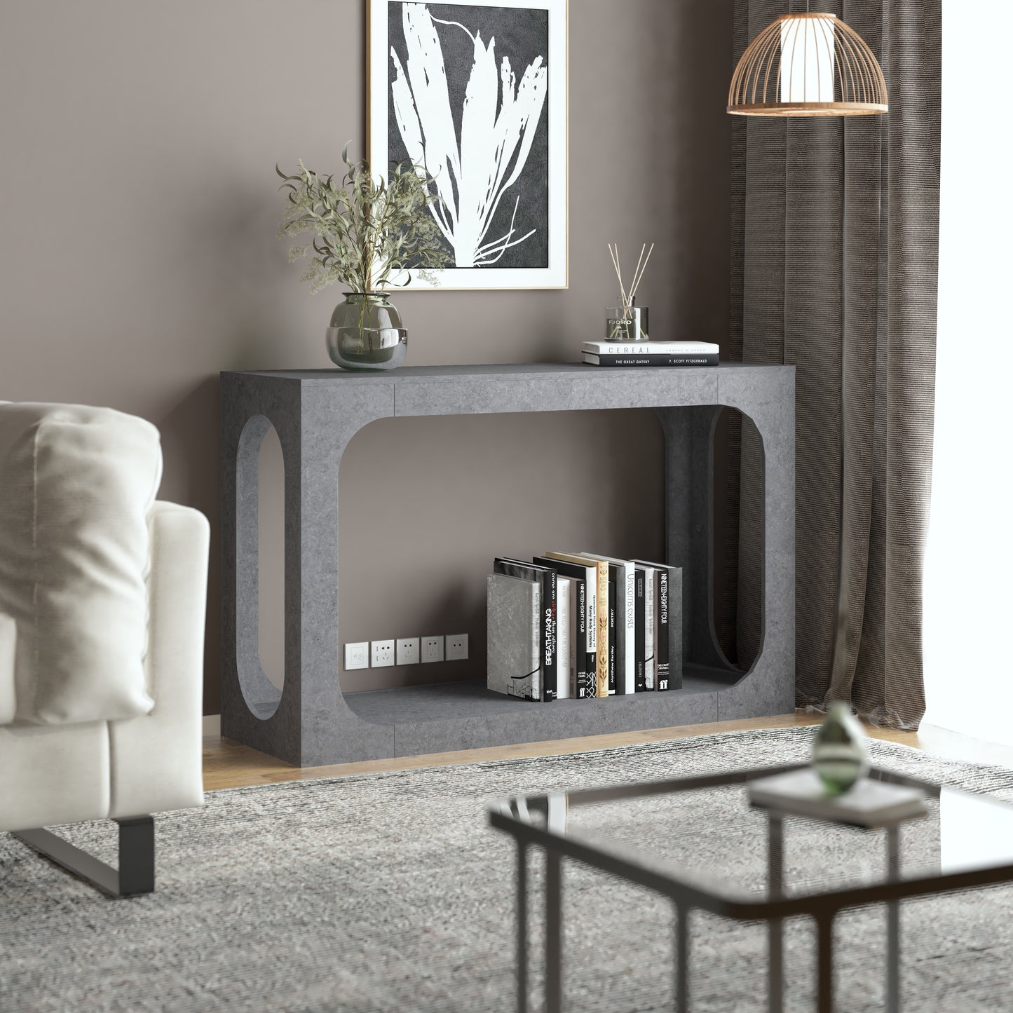Galano Console Table with Two-Tier Open Shelf 47" W x 15.6" D x 30" H