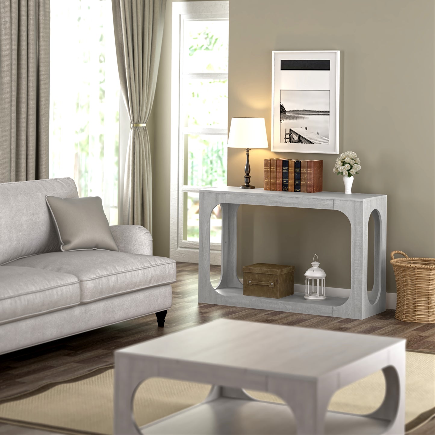 Galano Console Table with Two-Tier Open Shelf 47" W x 15.6" D x 30" H