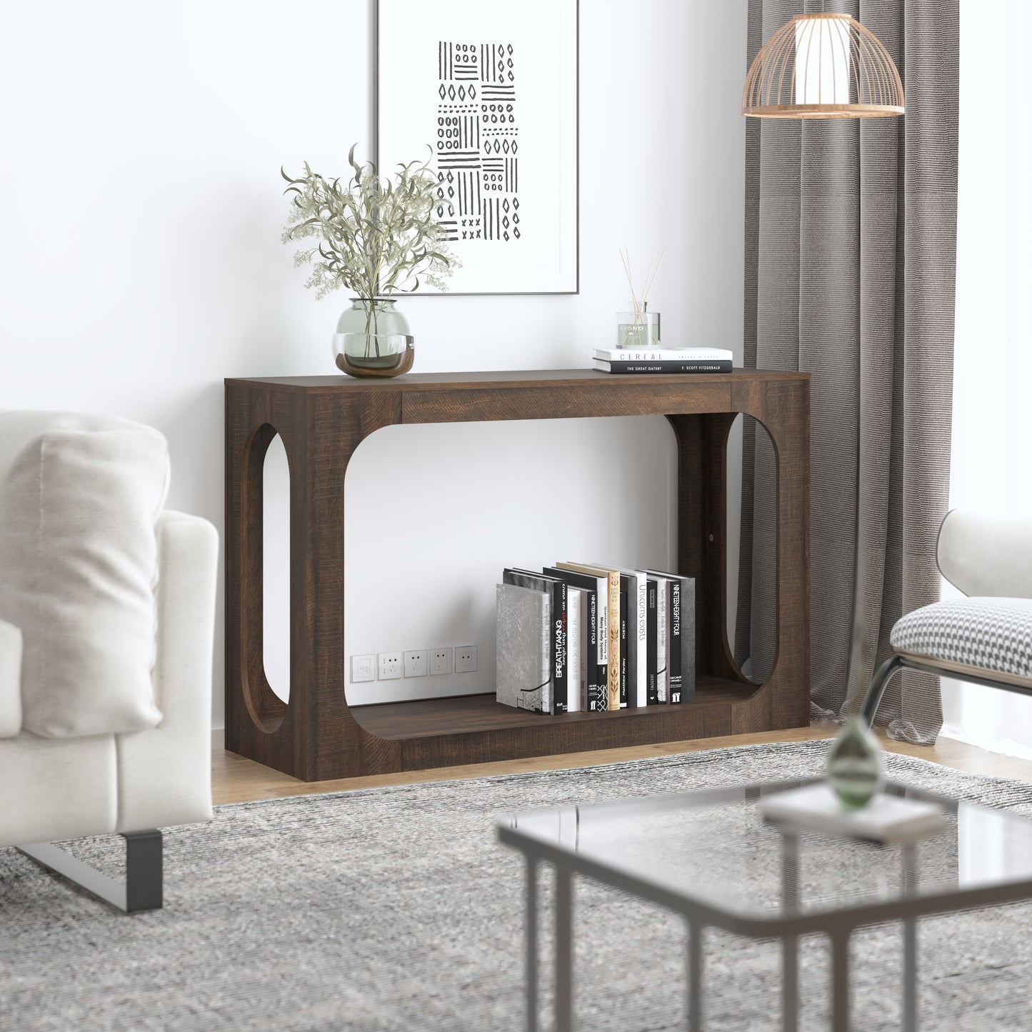 Galano Console Table with Two-Tier Open Shelf 47" W x 15.6" D x 30" H