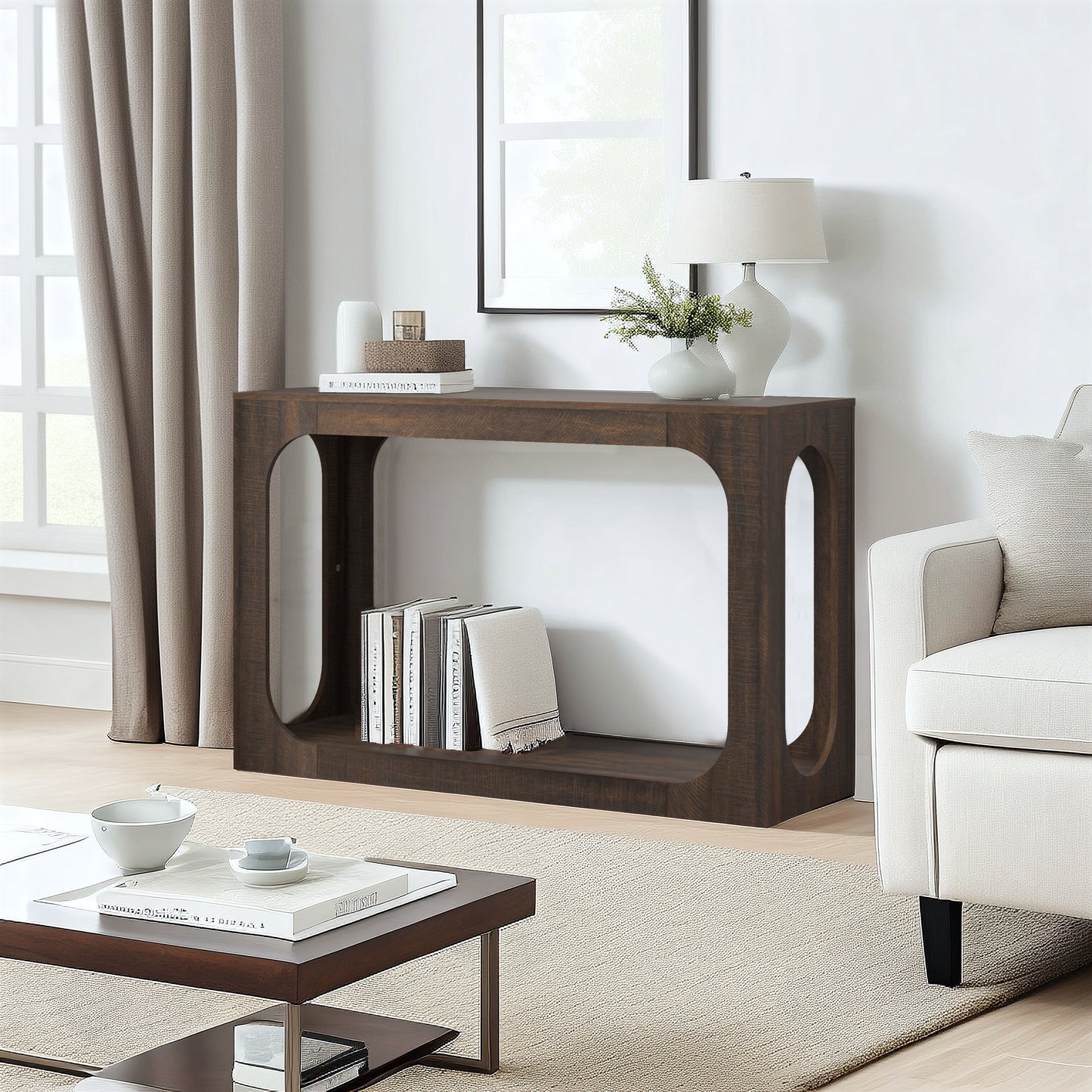 Galano Console Table with Two-Tier Open Shelf 47" W x 15.6" D x 30" H