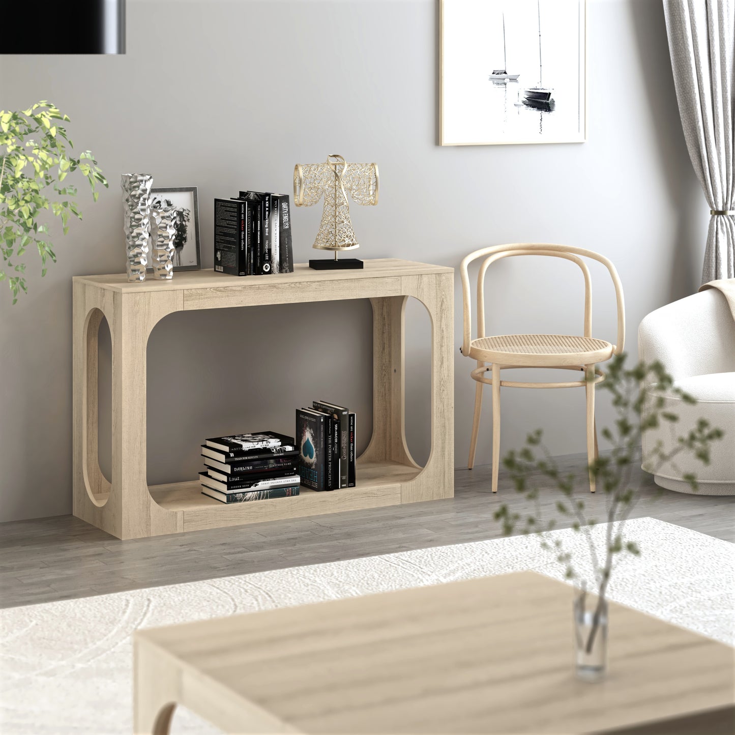 Galano Console Table with Two-Tier Open Shelf 47" W x 15.6" D x 30" H