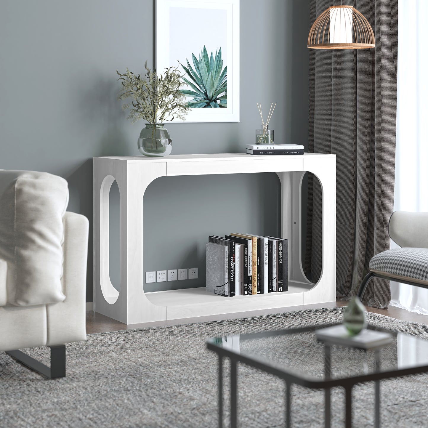 Galano Console Table with Two-Tier Open Shelf 47" W x 15.6" D x 30" H
