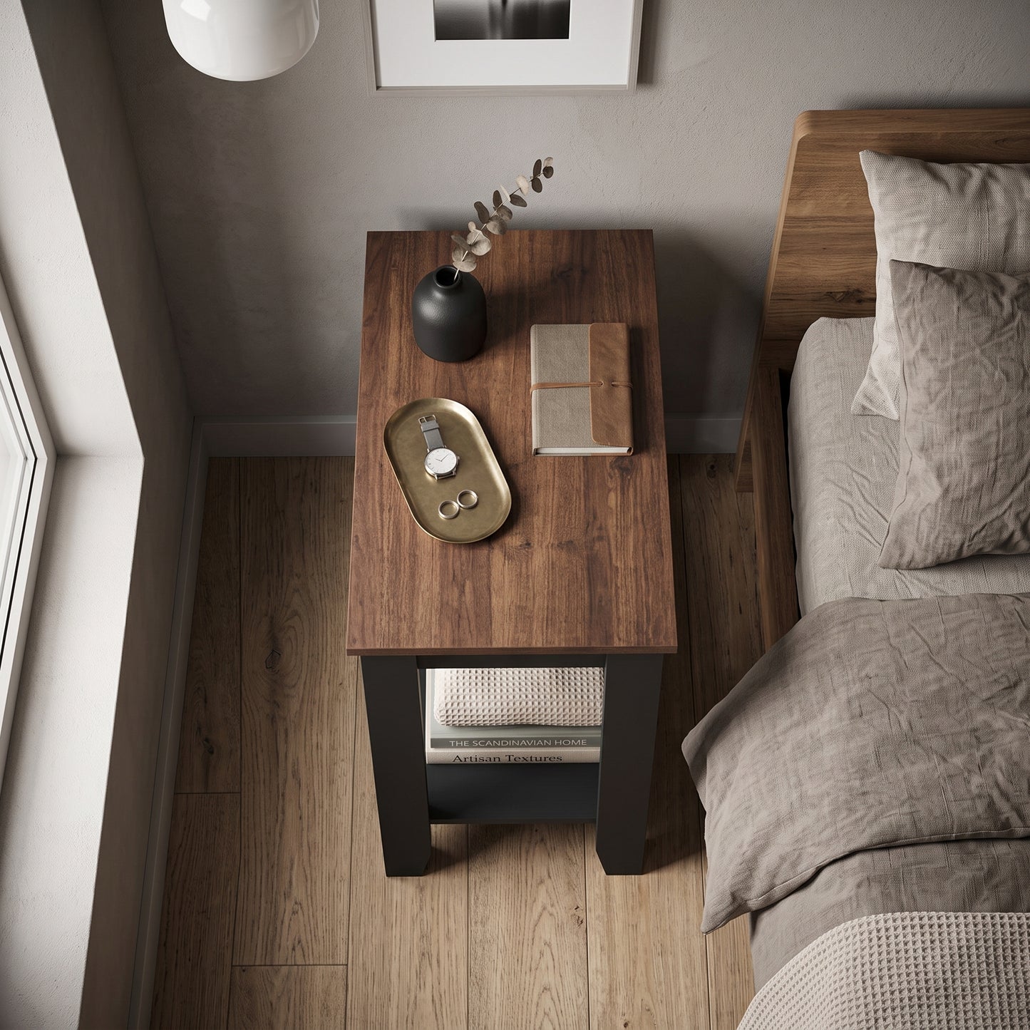 Galano Narrow Living Room Accent End Table Side Table with Lower Open Storage Shelf