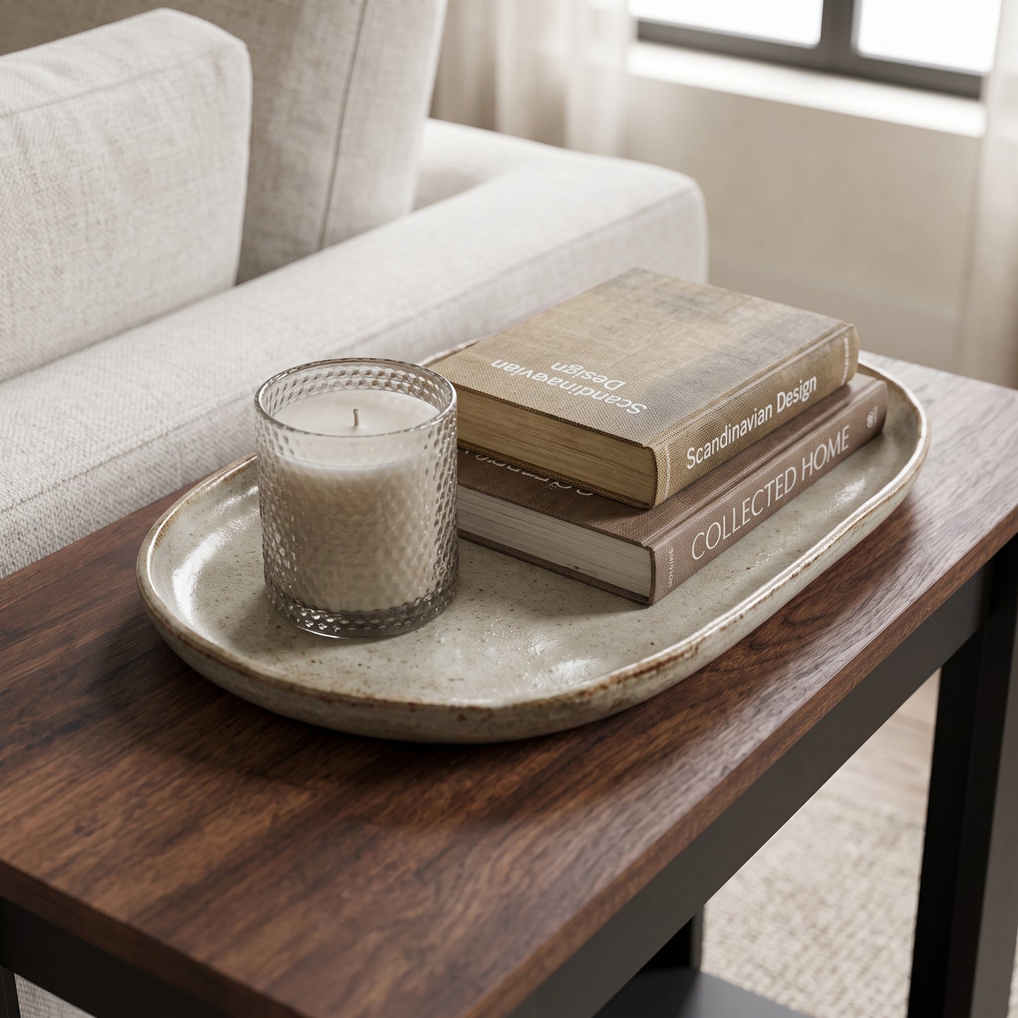 Galano Narrow Living Room Accent End Table Side Table with Lower Open Storage Shelf