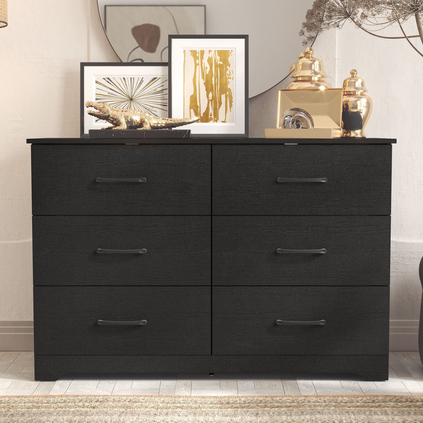 Galano 6 Drawer Dresser with Interlocking Drawers 47" W × 15.5" D × 31.7" H