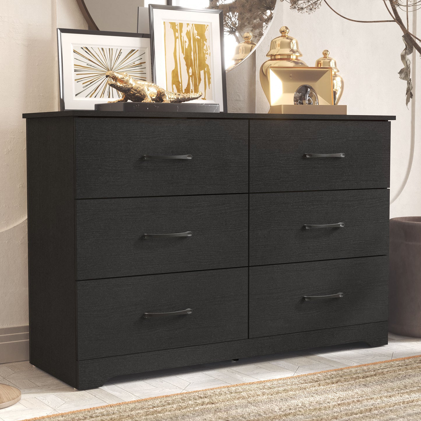 Galano 6 Drawer Dresser with Interlocking Drawers 47" W × 15.5" D × 31.7" H