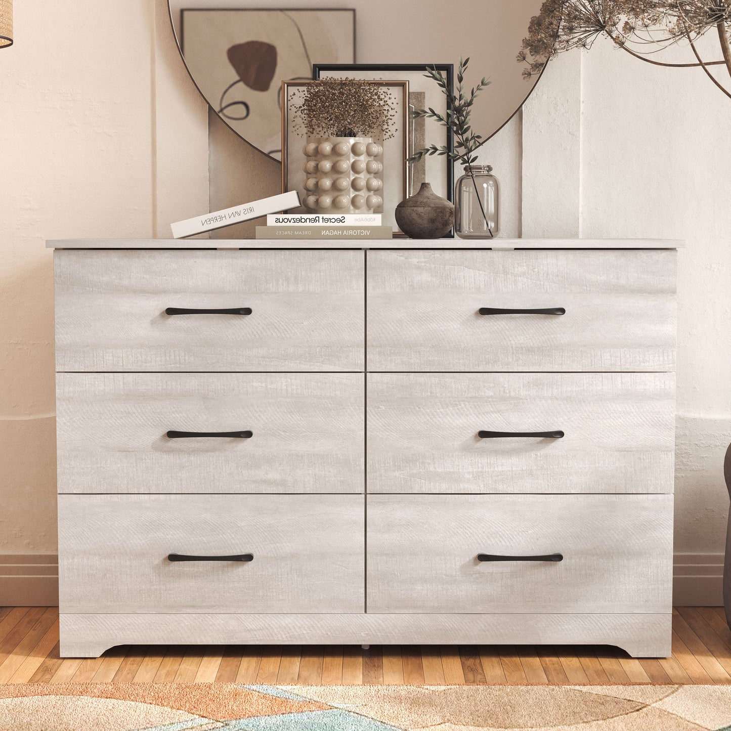 Galano 6 Drawer Dresser with Interlocking Drawers 47" W × 15.5" D × 31.7" H