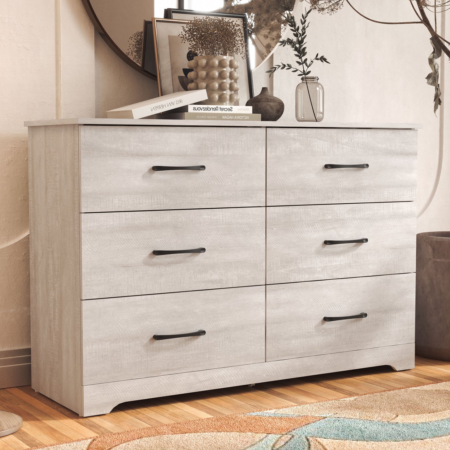 Galano 6 Drawer Dresser with Interlocking Drawers 47" W × 15.5" D × 31.7" H