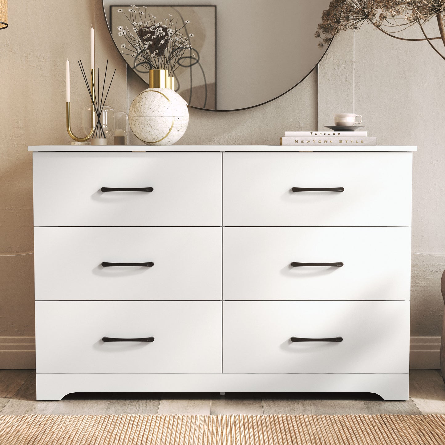 Galano 6 Drawer Dresser with Interlocking Drawers 47" W × 15.5" D × 31.7" H