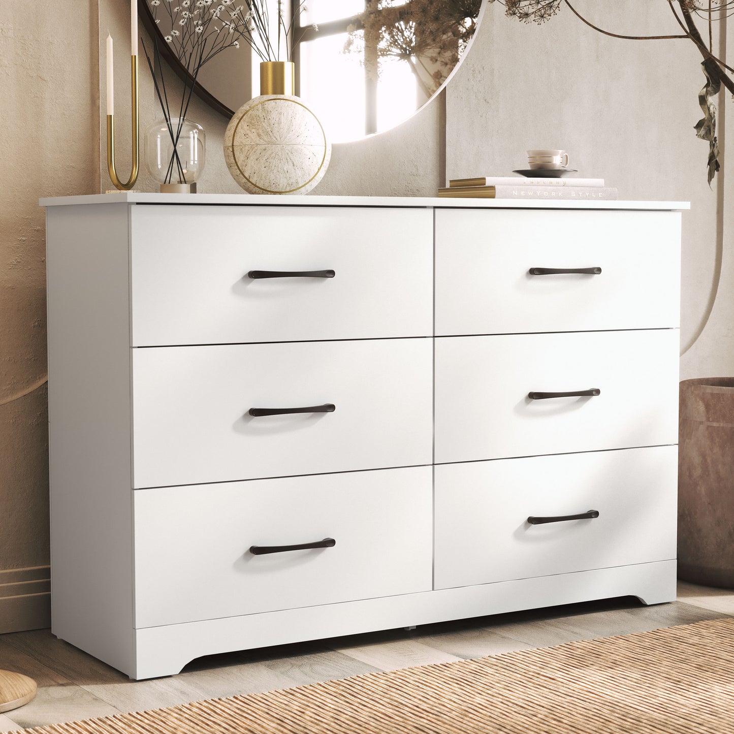 Galano 6 Drawer Dresser with Interlocking Drawers 47" W × 15.5" D × 31.7" H