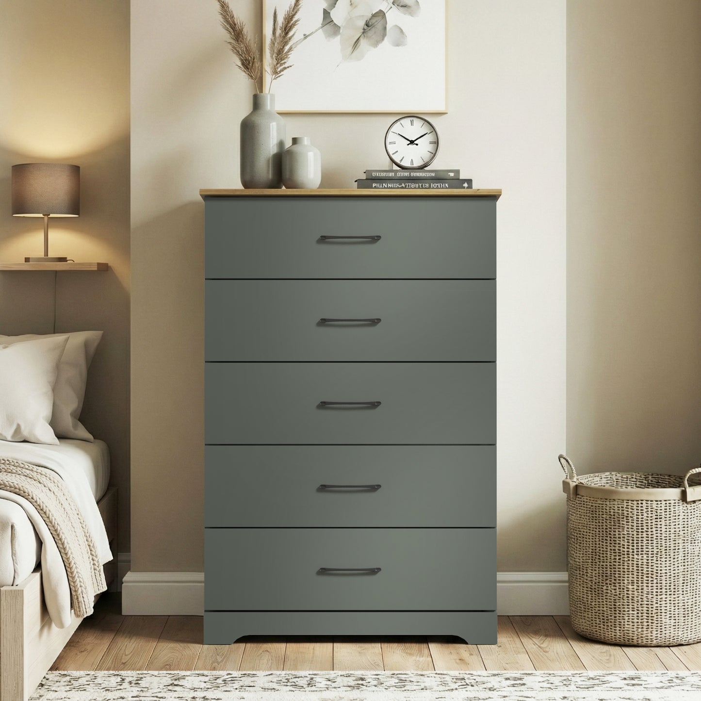 Galano 5-Drawer Dresser with Interlock Safety 31.5" W × 15.6" D × 47.2" H