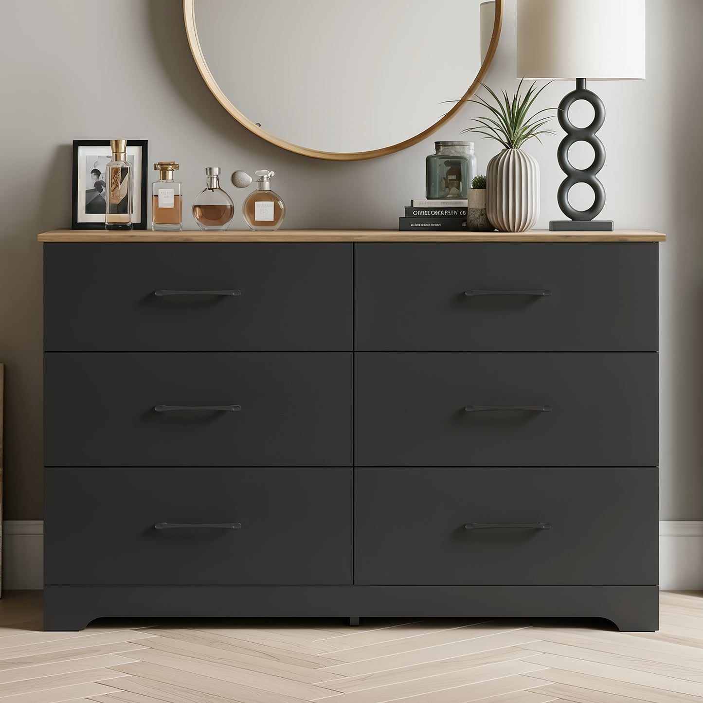 Galano 6 Drawer Dresser with Interlocking Drawers 47" W × 15.5" D × 31.7" H