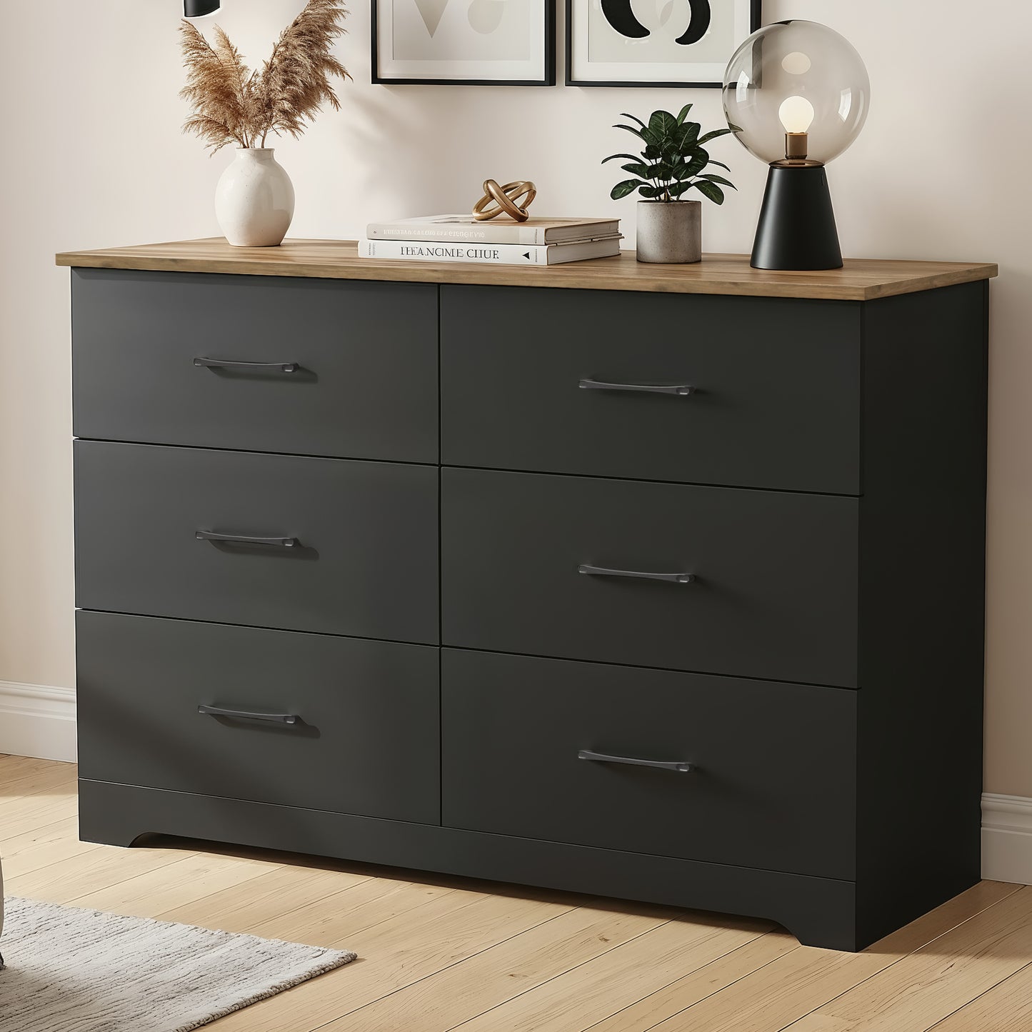 Galano 6 Drawer Dresser with Interlocking Drawers 47" W × 15.5" D × 31.7" H