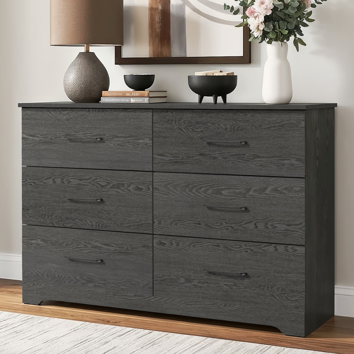 Galano 6 Drawer Dresser with Interlocking Drawers 47" W × 15.5" D × 31.7" H