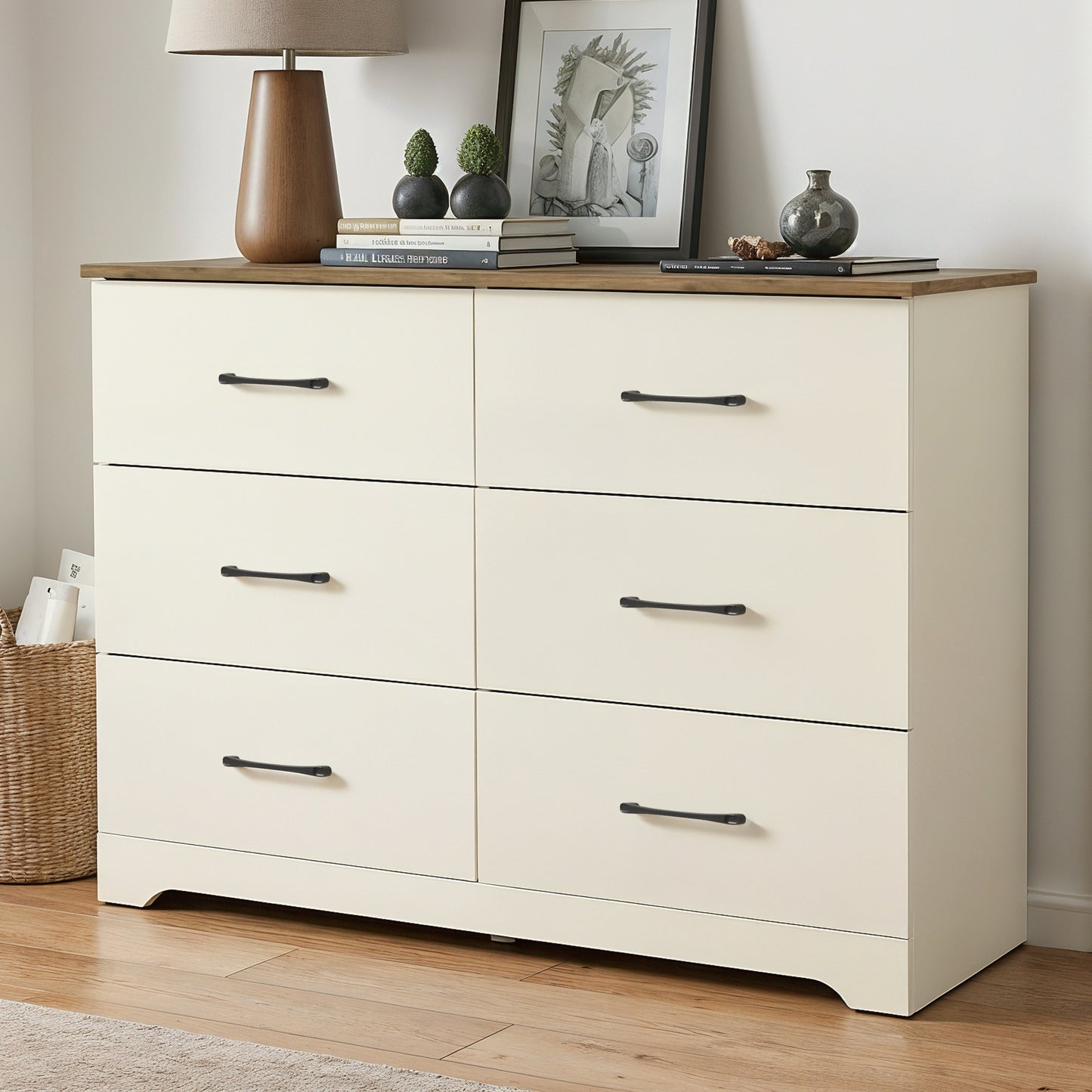 Galano 6 Drawer Dresser with Interlocking Drawers 47" W × 15.5" D × 31.7" H