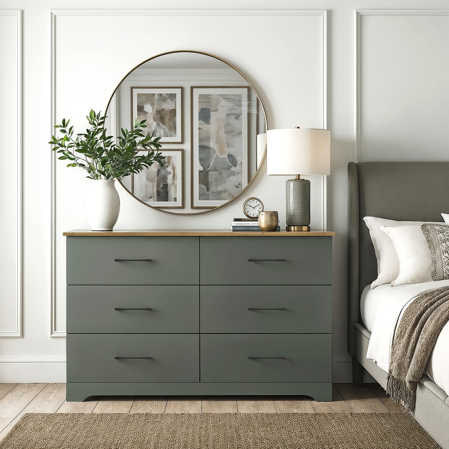 Galano 6 Drawer Dresser with Interlocking Drawers 47" W × 15.5" D × 31.7" H