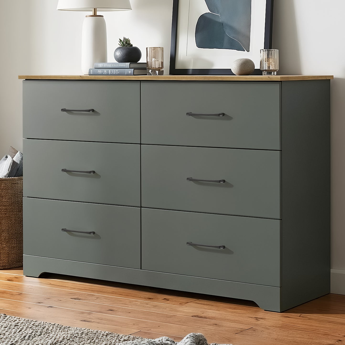 Galano 6 Drawer Dresser with Interlocking Drawers 47" W × 15.5" D × 31.7" H