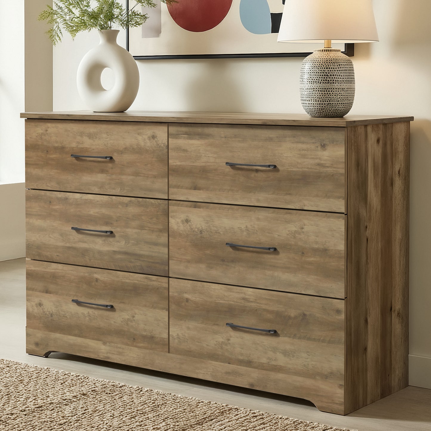 Galano 6 Drawer Dresser with Interlocking Drawers 47" W × 15.5" D × 31.7" H