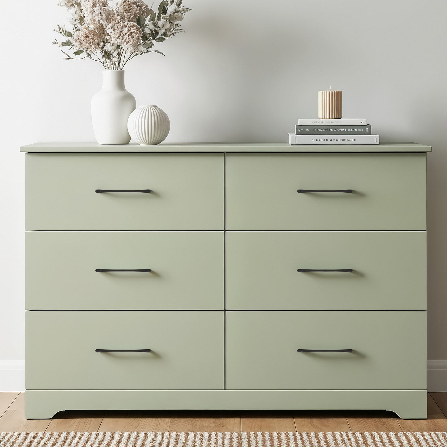 Galano 6 Drawer Dresser with Interlocking Drawers 47" W × 15.5" D × 31.7" H