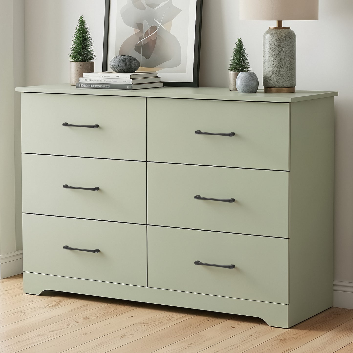 Galano 6 Drawer Dresser with Interlocking Drawers 47" W × 15.5" D × 31.7" H