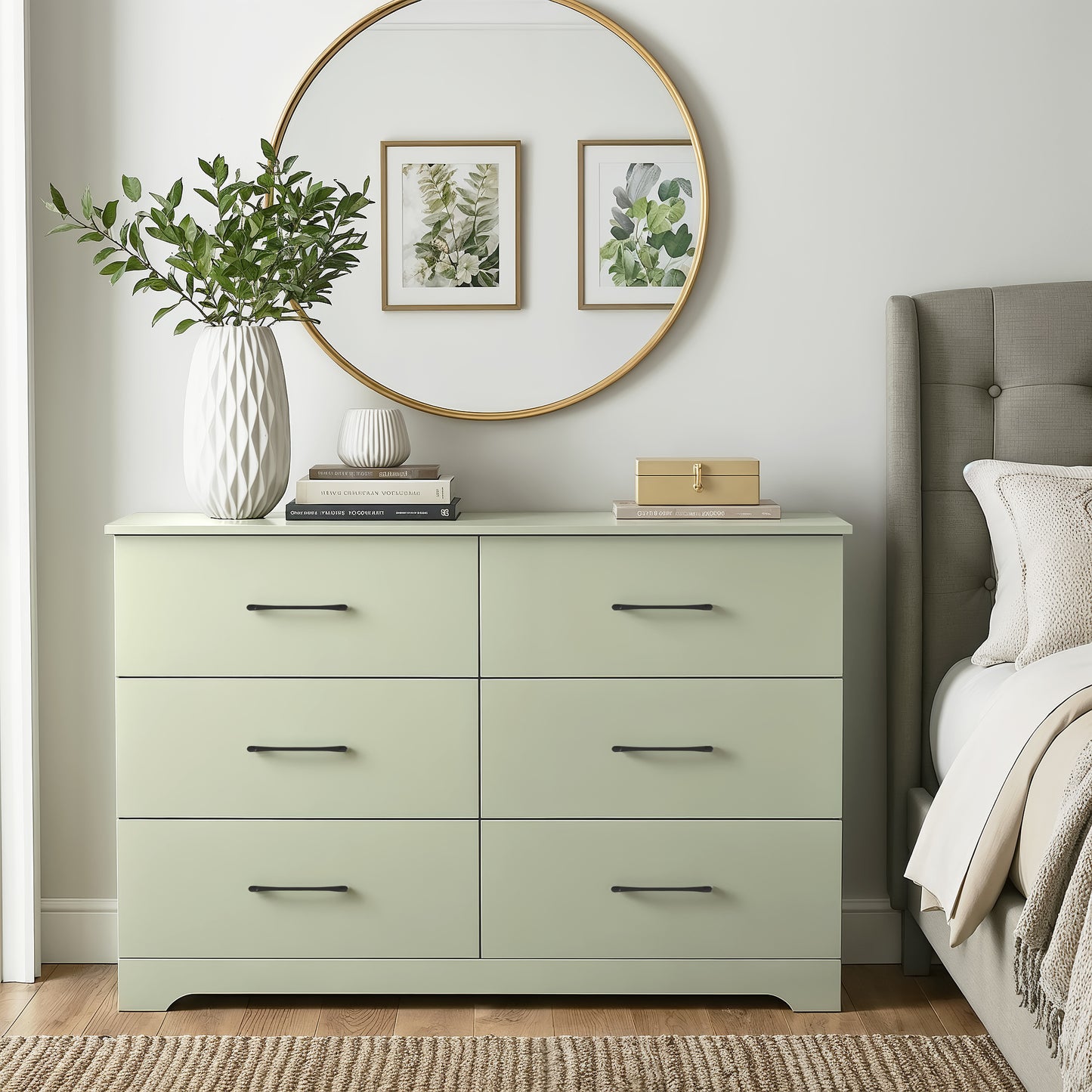 Galano 6 Drawer Dresser with Interlocking Drawers 47" W × 15.5" D × 31.7" H