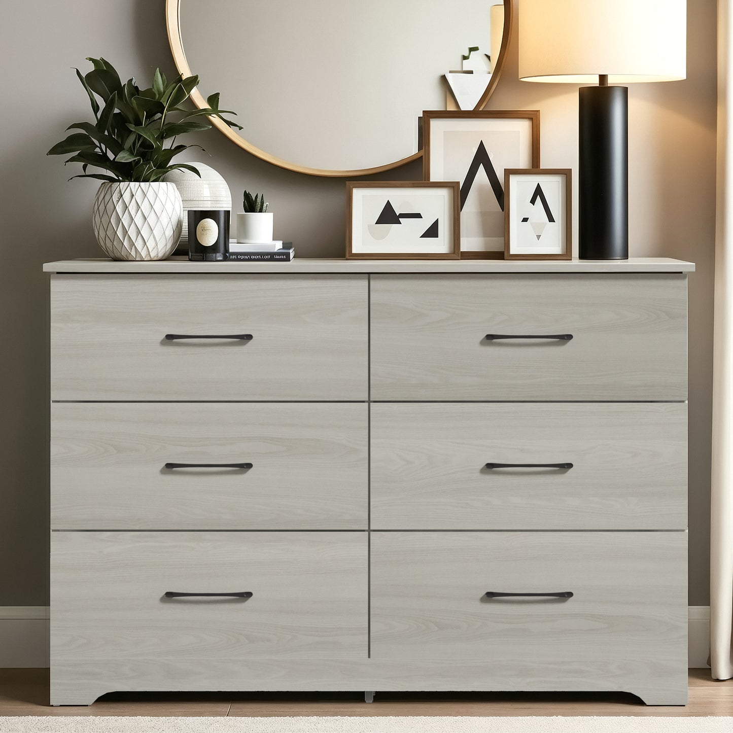 Galano 6 Drawer Dresser with Interlocking Drawers 47" W × 15.5" D × 31.7" H