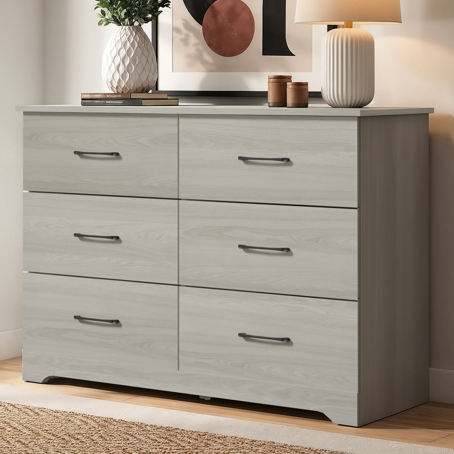 Galano 6 Drawer Dresser with Interlocking Drawers 47" W × 15.5" D × 31.7" H
