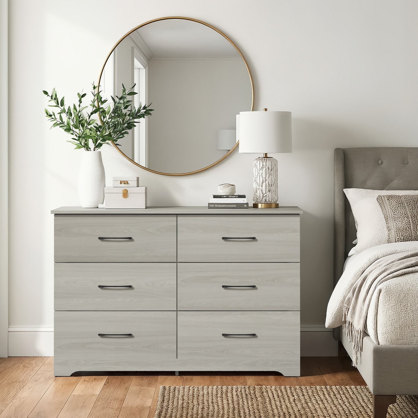 Galano 6 Drawer Dresser with Interlocking Drawers 47" W × 15.5" D × 31.7" H