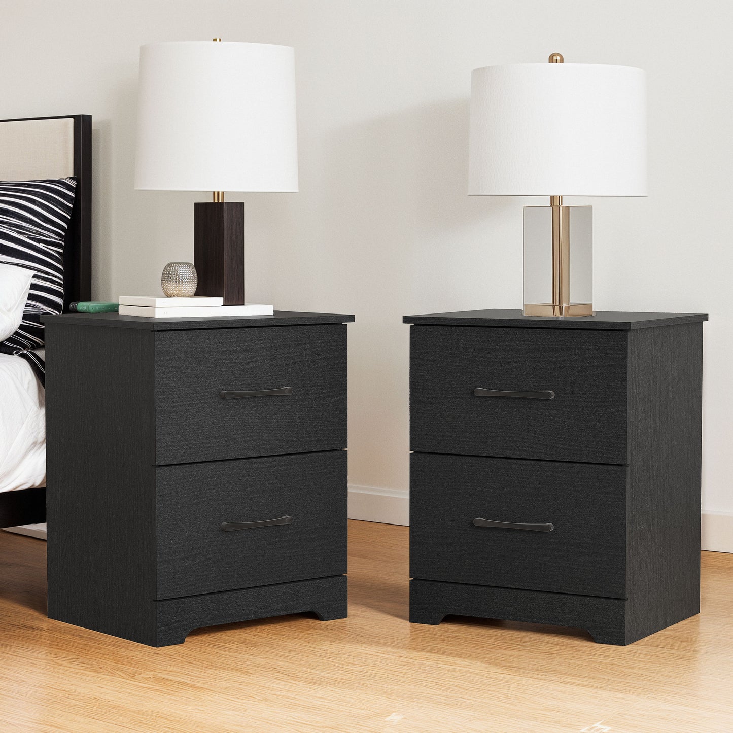Galano 2-Drawer Wood Nightstand Set with Cutout Base 18.7" W × 15.7" D × 23.7" H
