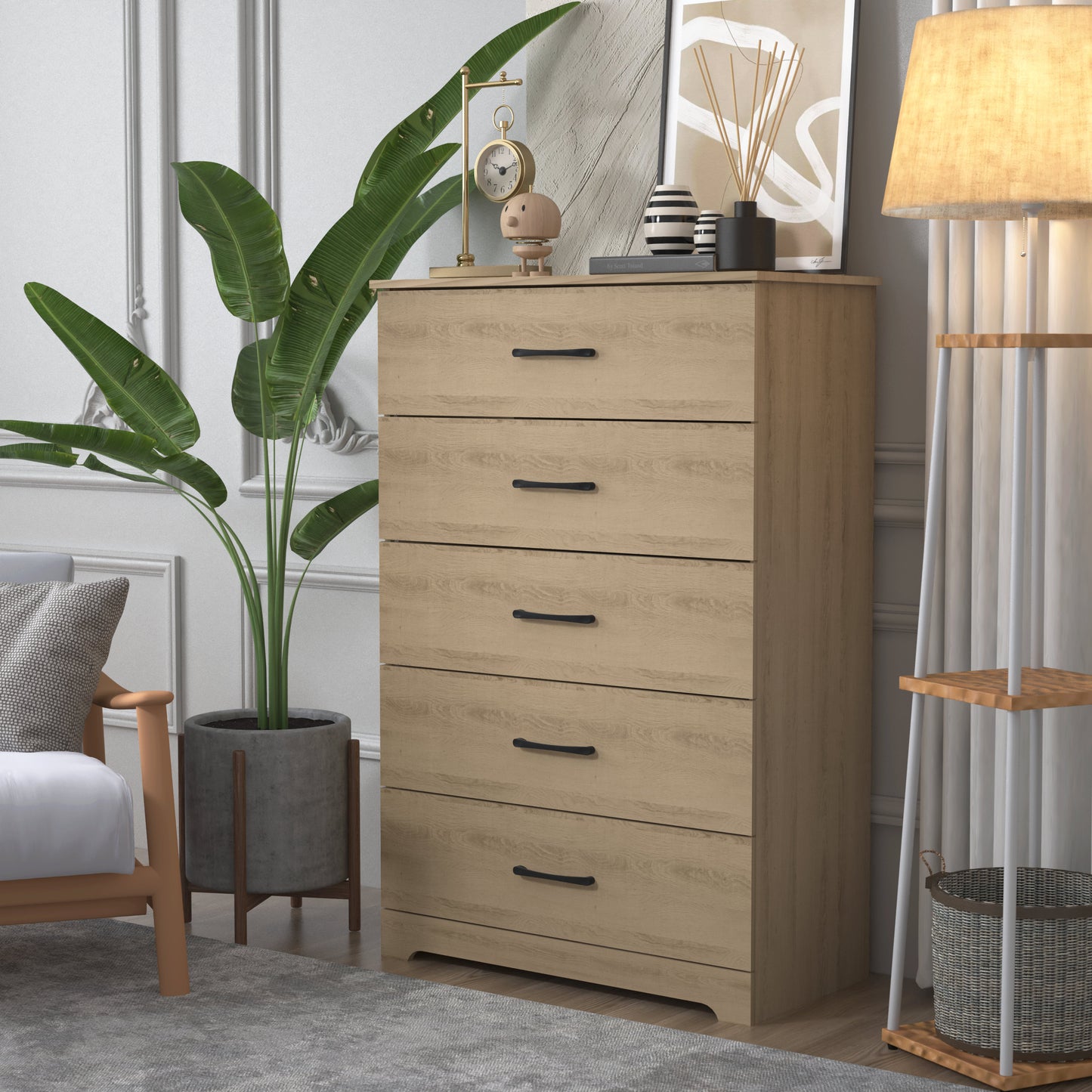 Galano 5-Drawer Dresser with Interlock Safety 31.5" W × 15.6" D × 47.2" H