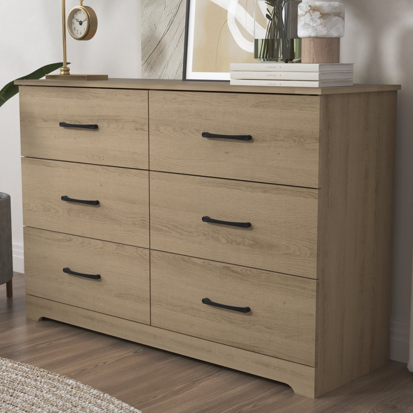 Galano 6 Drawer Dresser with Interlocking Drawers 47" W × 15.5" D × 31.7" H