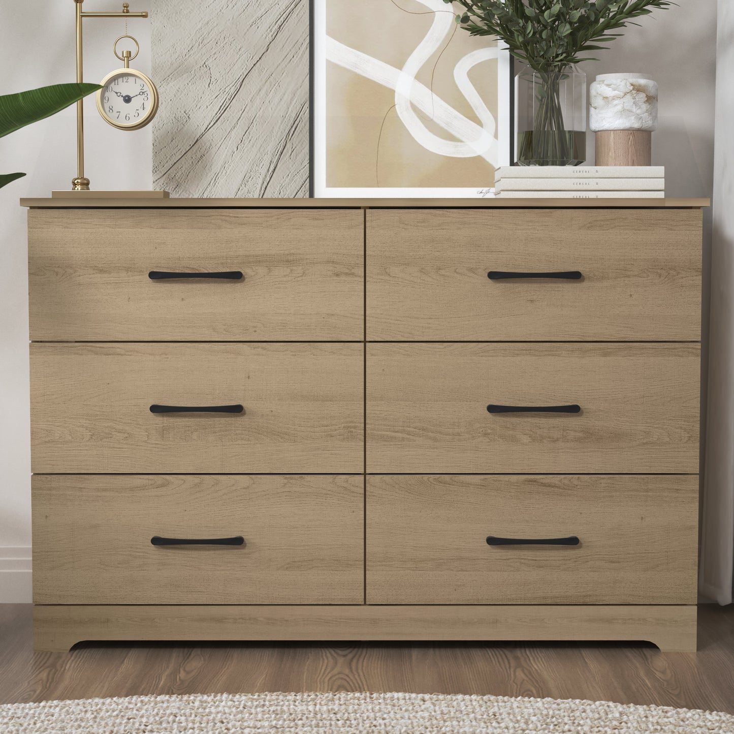 Galano 6 Drawer Dresser with Interlocking Drawers 47" W × 15.5" D × 31.7" H