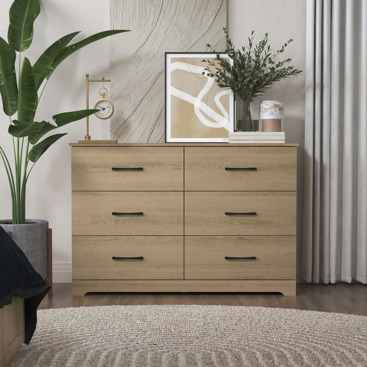 Galano 6 Drawer Dresser with Interlocking Drawers 47" W × 15.5" D × 31.7" H
