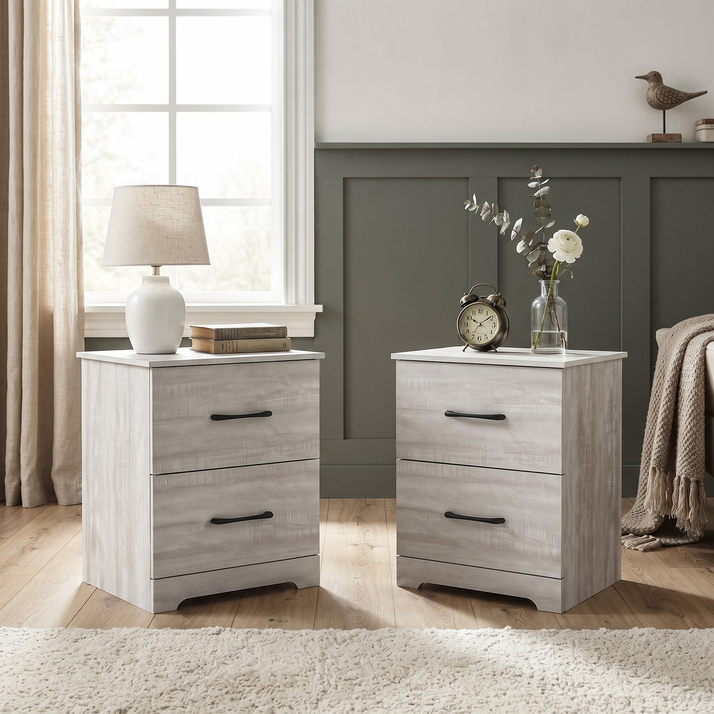 Galano Modern 2-Drawer Nightstand with Storage, Compact Bedside Table or End Table, 18.7" W x 15.7" D x 23.7" H