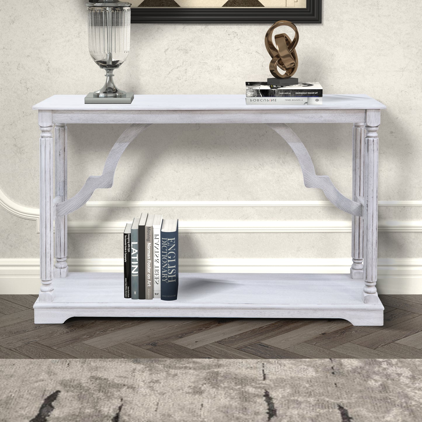 Galano Wood Console Table with Lower Shelf 45.9" W x 11.8" D x 29.9" H