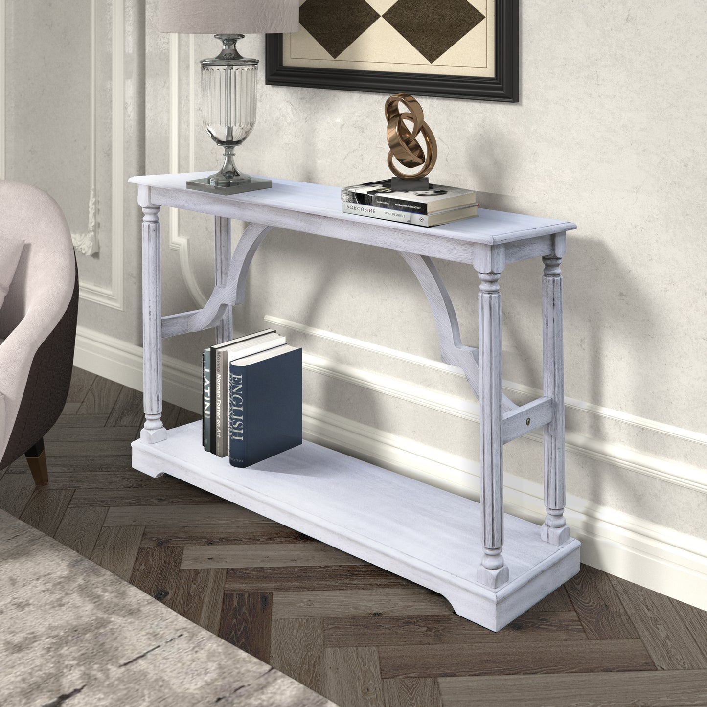 Galano Wood Console Table with Lower Shelf 45.9" W x 11.8" D x 29.9" H