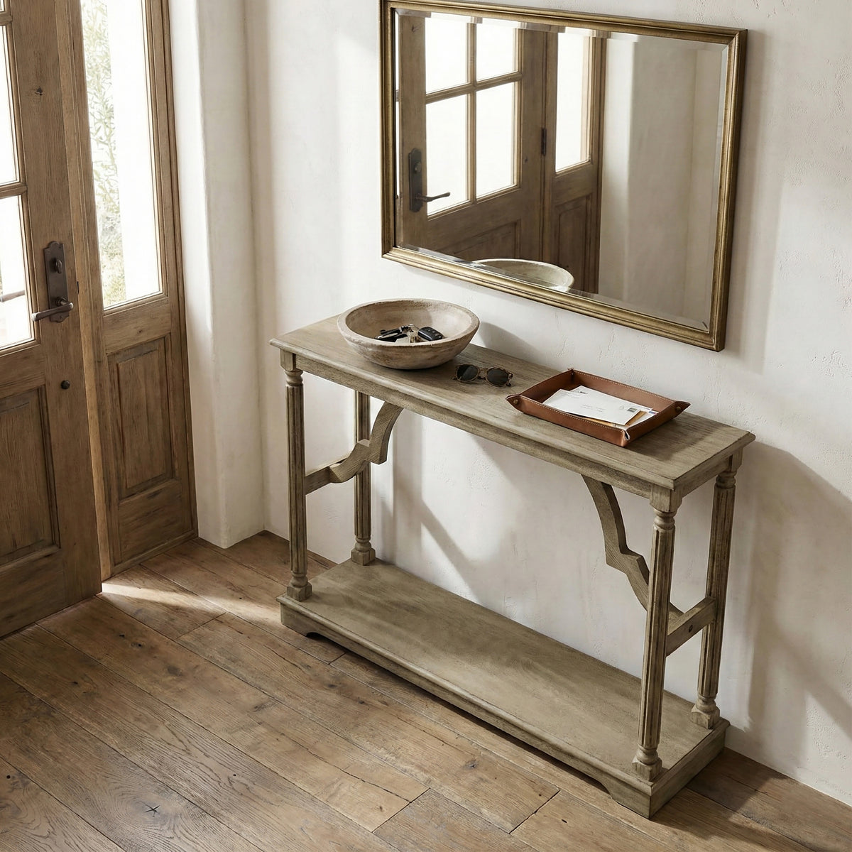 Galano 45.9" Solid Wood Console Table with Turned Legs and Storage Shelf