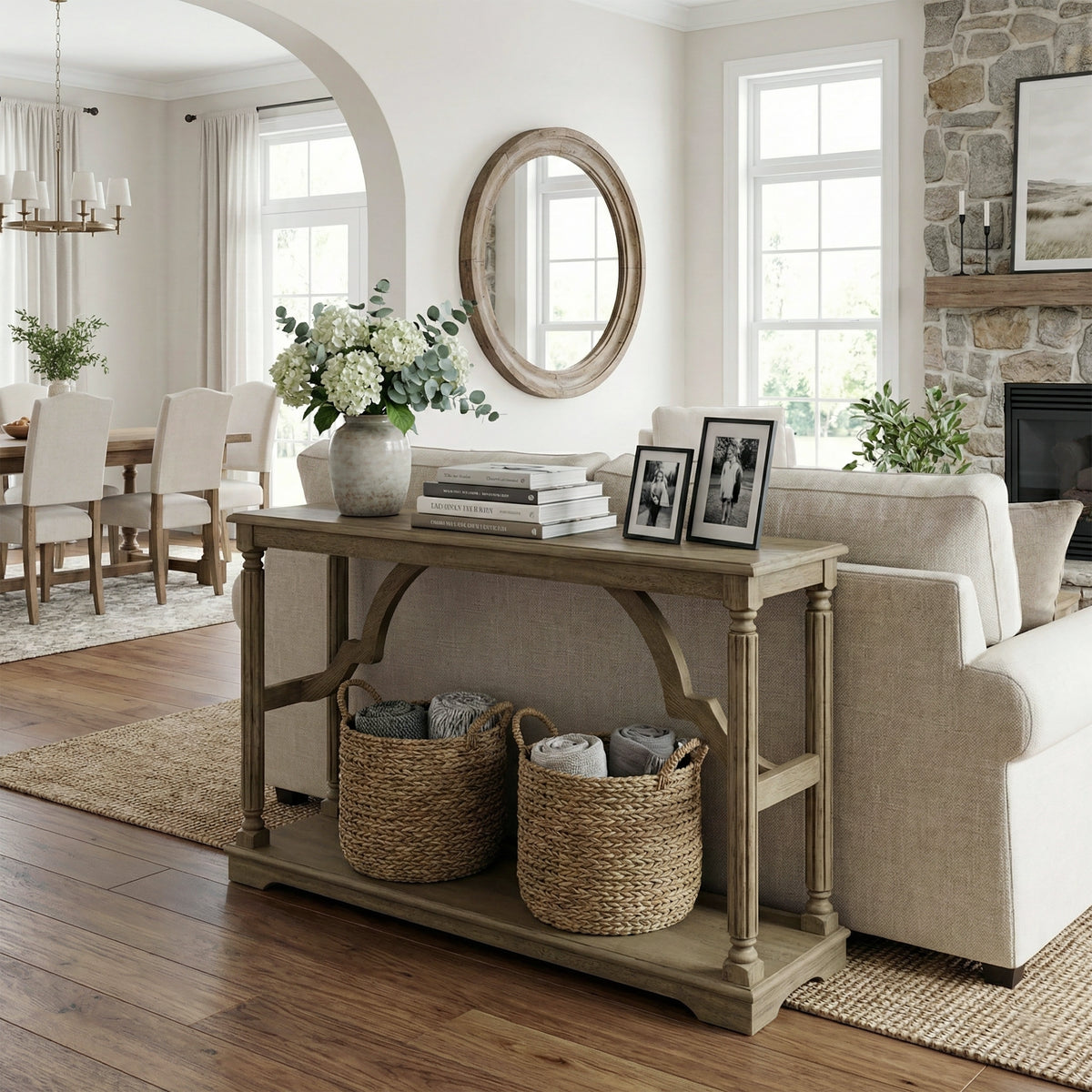 Galano 45.9" Solid Wood Console Table with Turned Legs and Storage Shelf