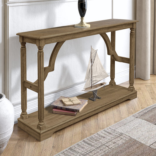 Galano 45.9" Solid Wood Console Table with Turned Legs and Storage Shelf