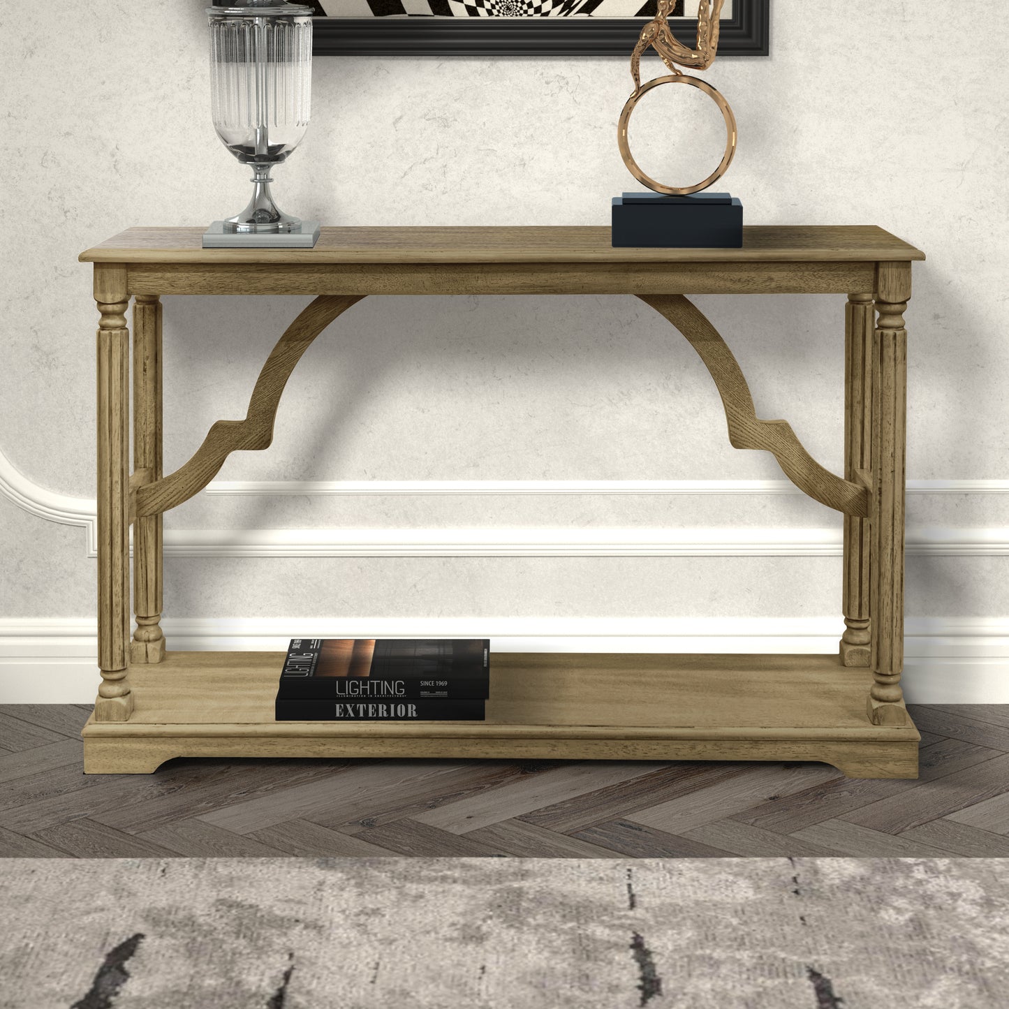 Galano Wood Console Table with Lower Shelf 45.9" W x 11.8" D x 29.9" H