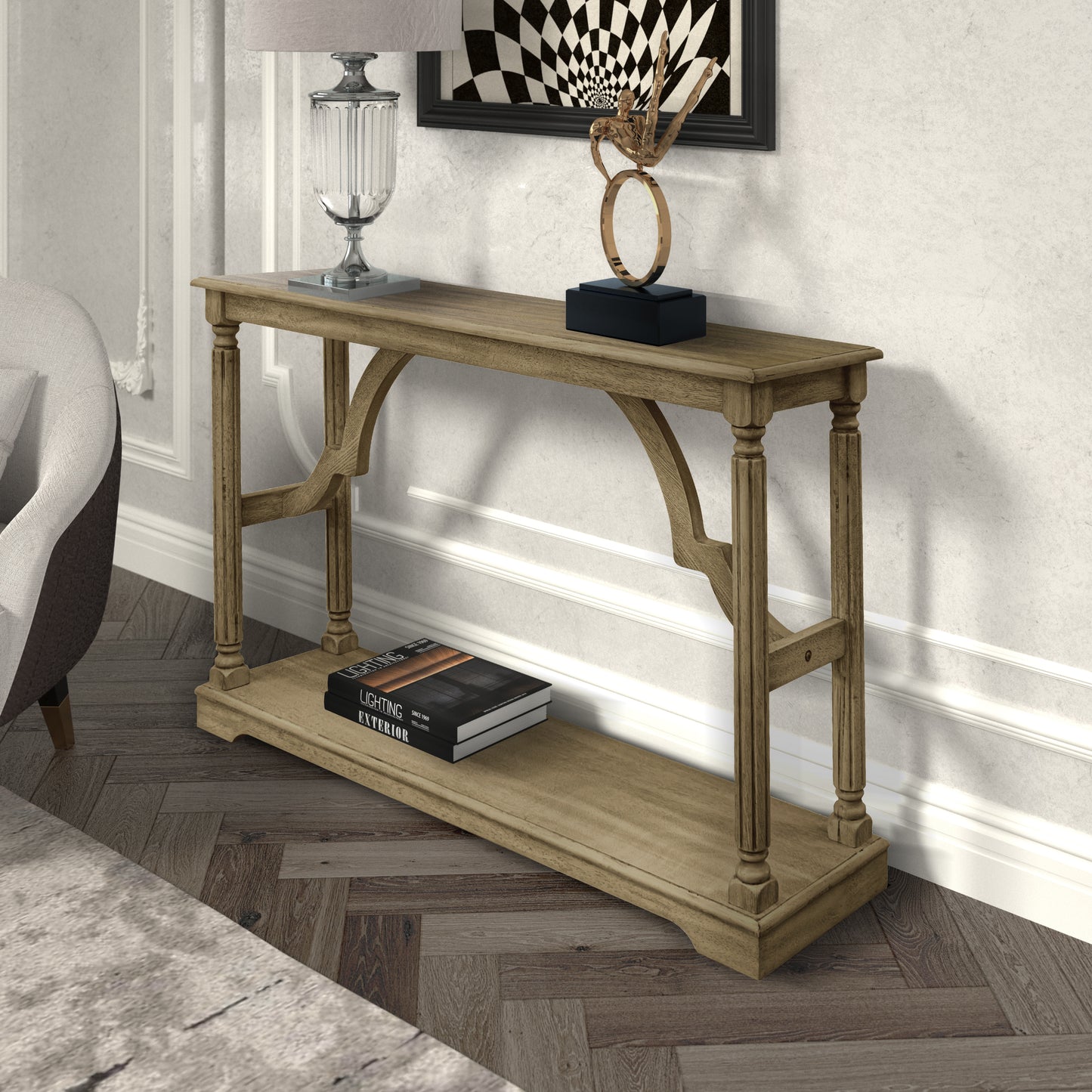 Galano Wood Console Table with Lower Shelf 45.9" W x 11.8" D x 29.9" H